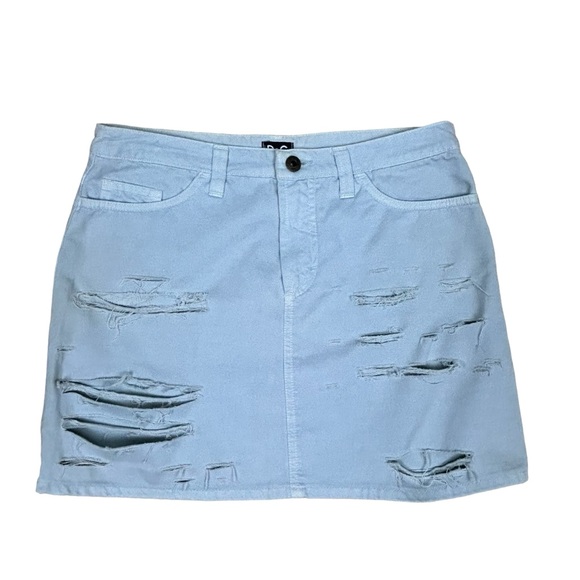 Dolce & Gabbana Denim A-Line Mini Skirt - Distressed - Light Blue - US 6 W28 IT4 - Picture 1 of 16